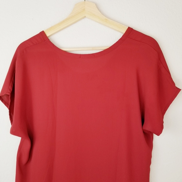 Soprano Short Sleeve Blouse Top Burgundy - Picture 5 of 9